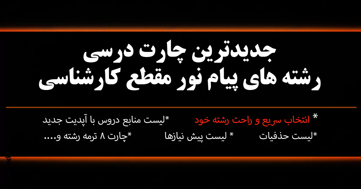 4 چارت درسی پیام نور و لیست ارائه دروس پیام نور